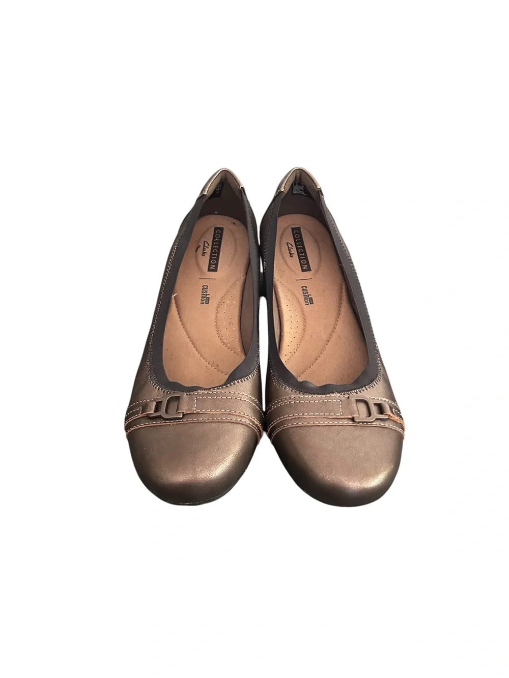 Clarks Womens Cushion Soft Collection Bronze Leather Ballet Flats Size 8.5